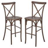 Resin Steel Skeleton Cross Back Bar Stools - 2 Pack
