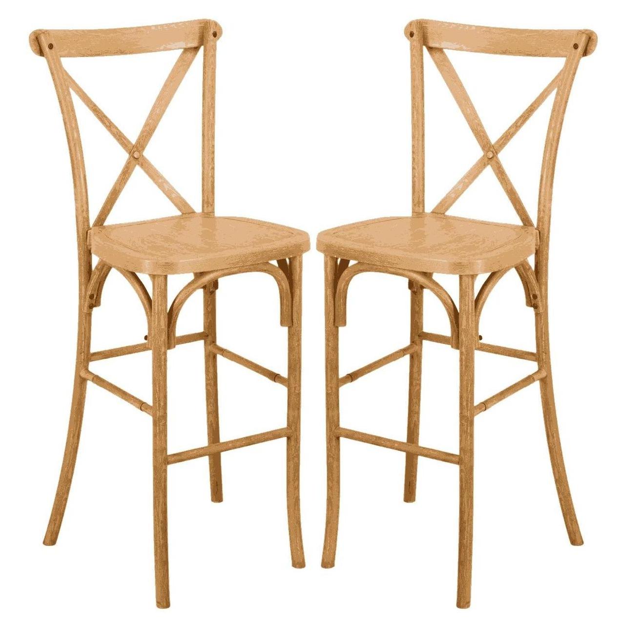 Resin Steel Skeleton Cross Back Bar Stools - 2 Pack