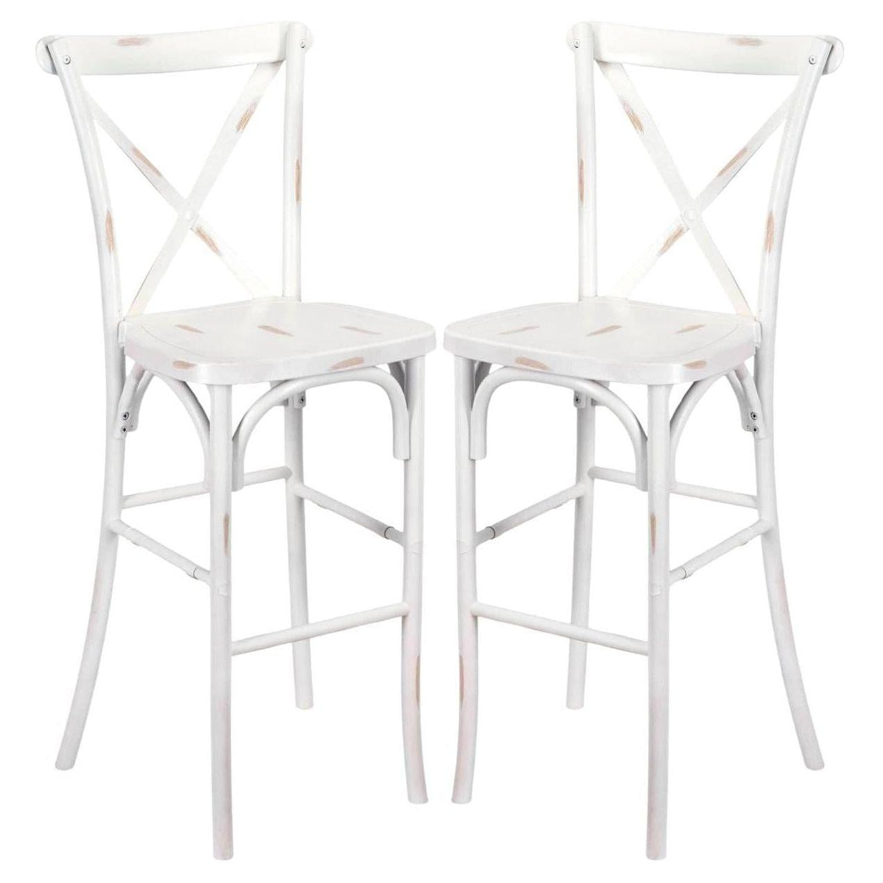 Resin Steel Skeleton Cross Back Bar Stools - 2 Pack