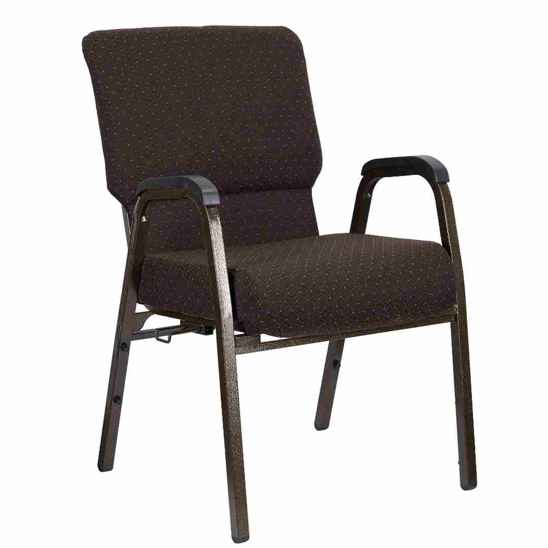 Upholstered Stackable Church Chair with Arms and Cut-Away Back 20.5" Wide Steel Frame