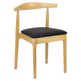 Natural Elbow Style Wood Chair with Black Vinyl Cushion
