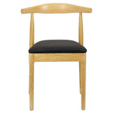 Natural Elbow Style Wood Chair with Black Vinyl Cushion