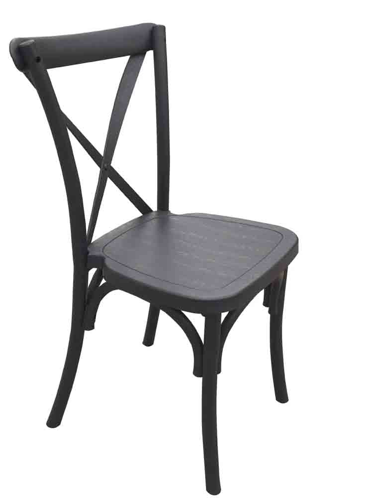 Traditional Cross Back Steel Skeleton ToughResin Stackable Side Chair