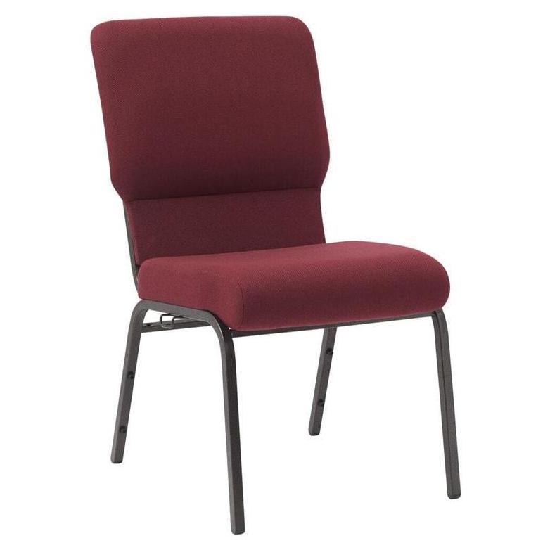 Upholstered Stackable Church Chair with Cut-Away Back 18.5" Wide Steel Frame