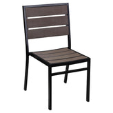 Metro Black Aluminum Side Chair with Dark Walnut Faux Teak19b9f4e0dbb15e77cd