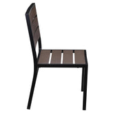 Metro Black Aluminum Side Chair with Dark Walnut Faux Teak19b9f4e0dbb442b366