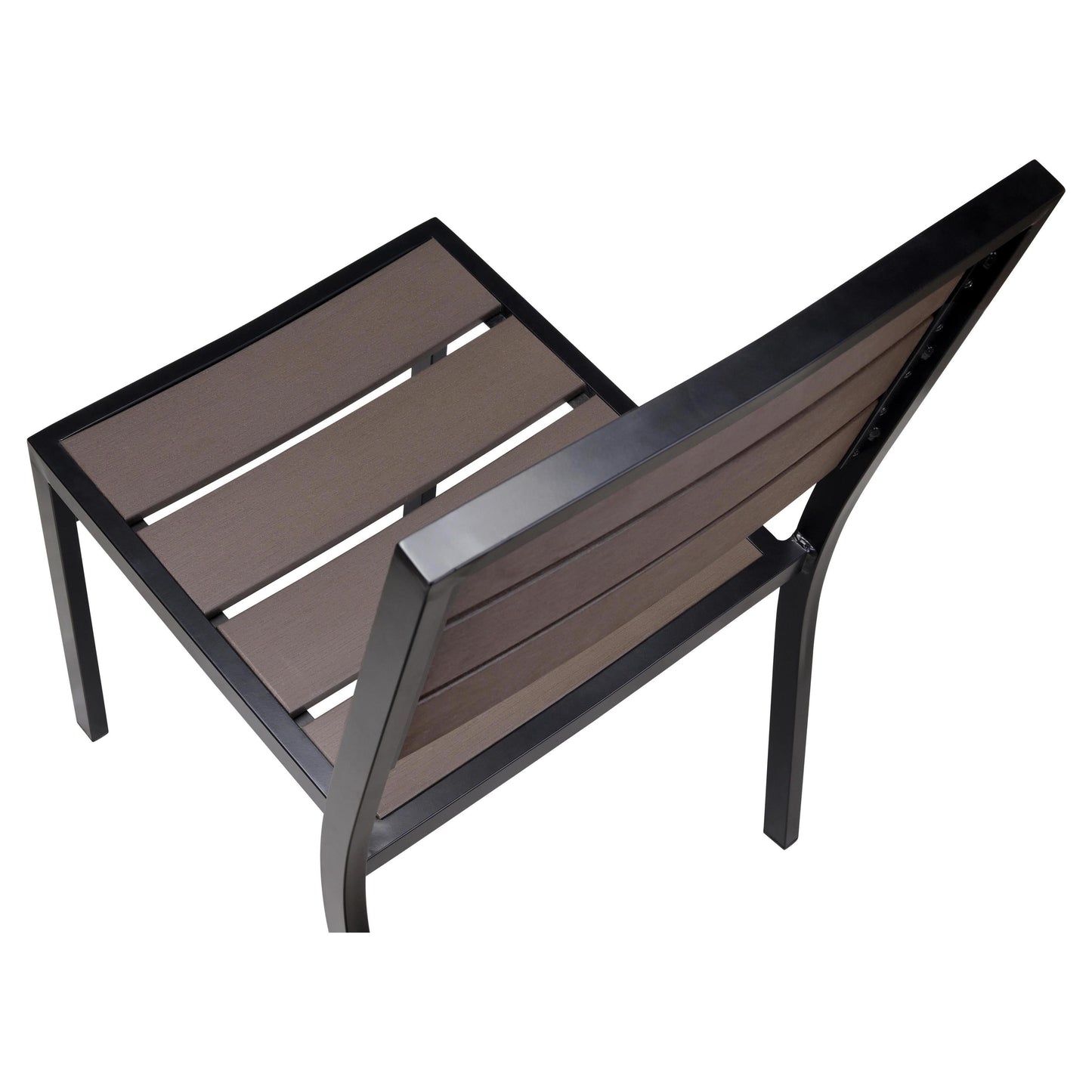 Metro Black Aluminum Side Chair with Dark Walnut Faux Teak19b9f4e0dbb6d7044e