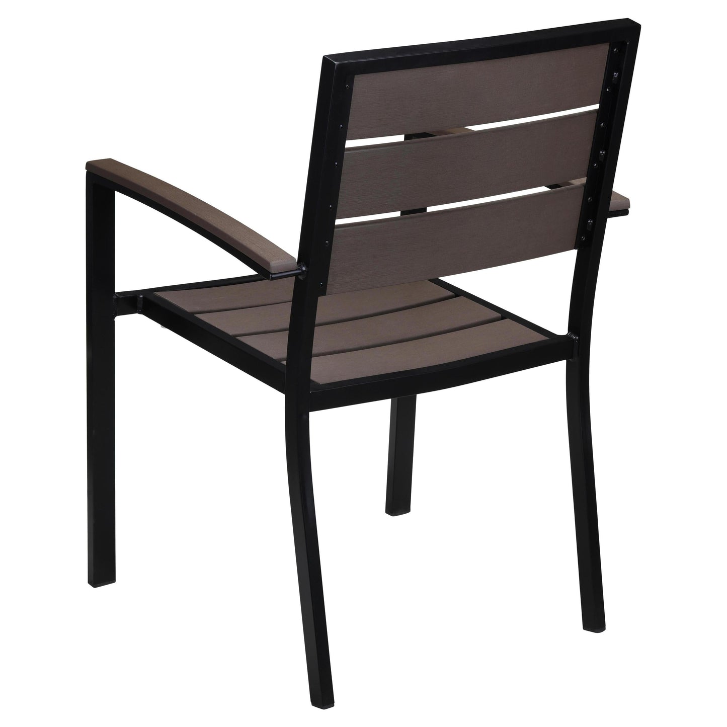 Metro Black Aluminum Arm Chair with Dark Walnut Faux Teak19b9f3db2d65860592