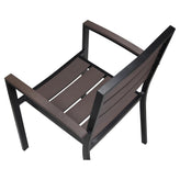 Metro Black Aluminum Arm Chair with Dark Walnut Faux Teak19b9f3db2d62307193