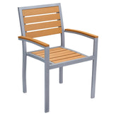 Metro Gray Aluminum Arm Chair with Natural Faux Teak19b9f498b7634d9524