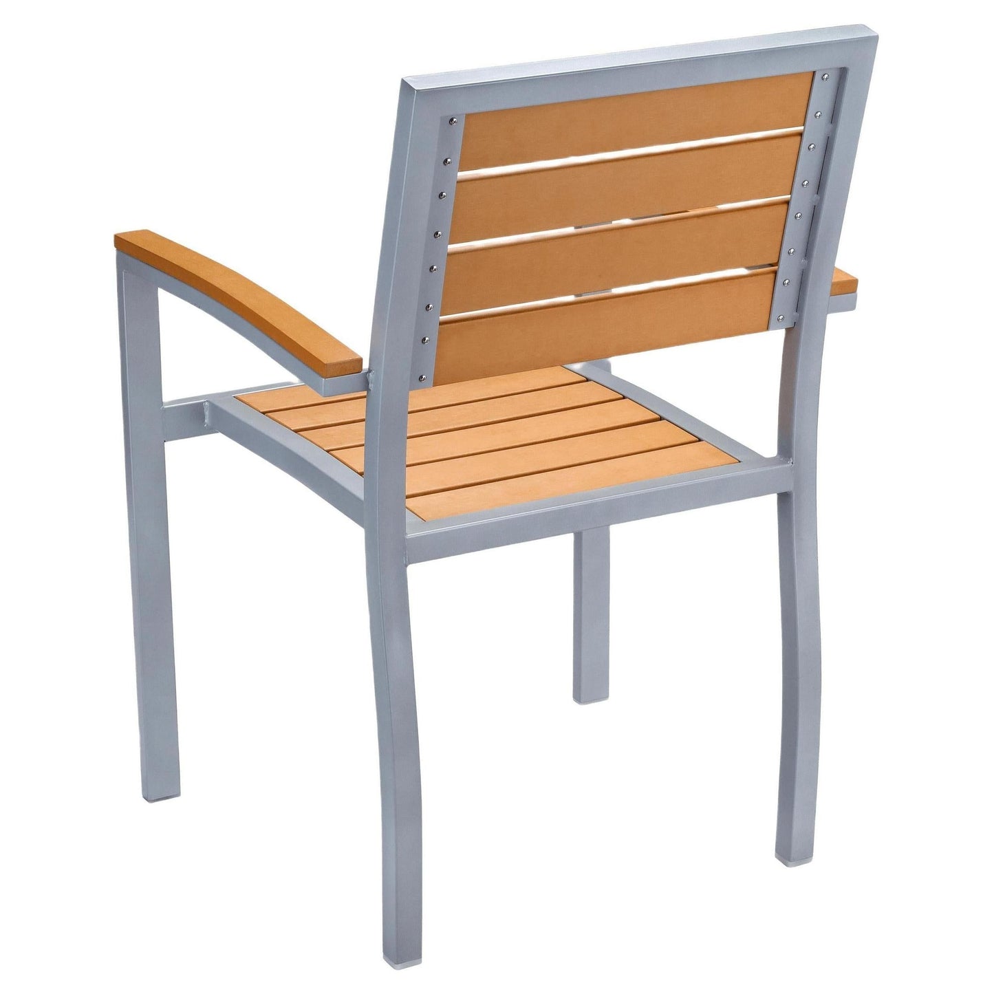 Metro Gray Aluminum Arm Chair with Natural Faux Teak19b9f498b76456dde8