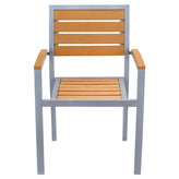 Metro Gray Aluminum Arm Chair with Natural Faux Teak19b9f498b76334eaa9