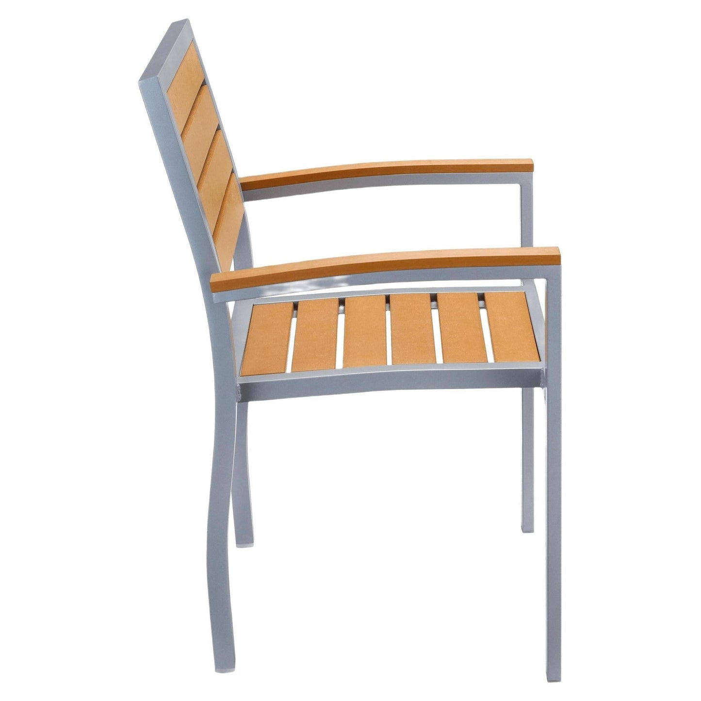 Metro Gray Aluminum Arm Chair with Natural Faux Teak19b9f498b76e39ce6