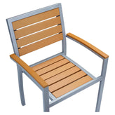 Metro Gray Aluminum Arm Chair with Natural Faux Teak19b9f498b7629f7364