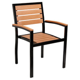 Metro Black Aluminum Arm Chair with Natural Faux Teak19b9f46643371a2a4b