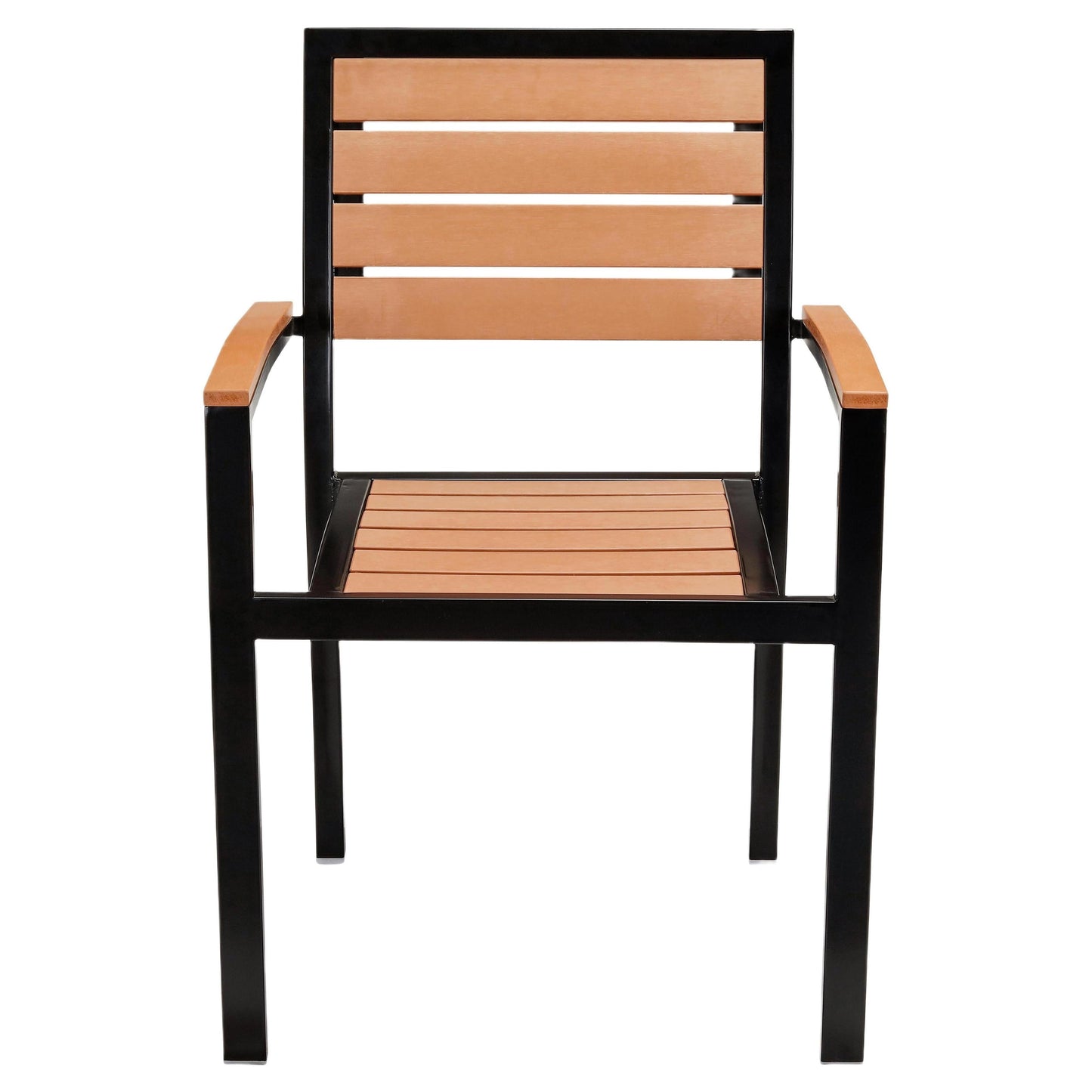 Metro Black Aluminum Arm Chair with Natural Faux Teak19b9f4664332d54a8e