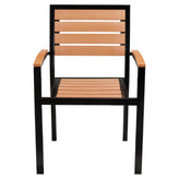 Metro Black Aluminum Arm Chair with Natural Faux Teak19b9f4664332d54a8e