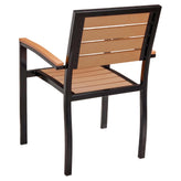 Metro Black Aluminum Arm Chair with Natural Faux Teak19b9f4664333771317