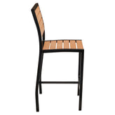 Outdoor Black Heavy Duty Faux Teak Patio Bar Stool19b7f8908b727fce4a