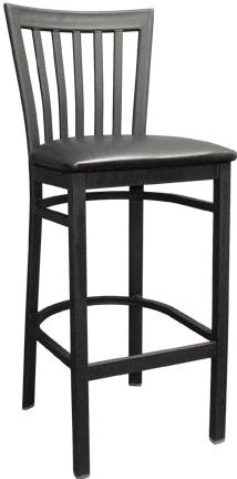 Elongated Vertical Back Metal Bar Stool with Wood or Upholstered Seat