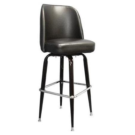 Harper Black Metal Swivel Bar Stool with Upholstered Seat