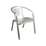 Outdoor Aluminum Arm Chair with Round Slat Seat and Back