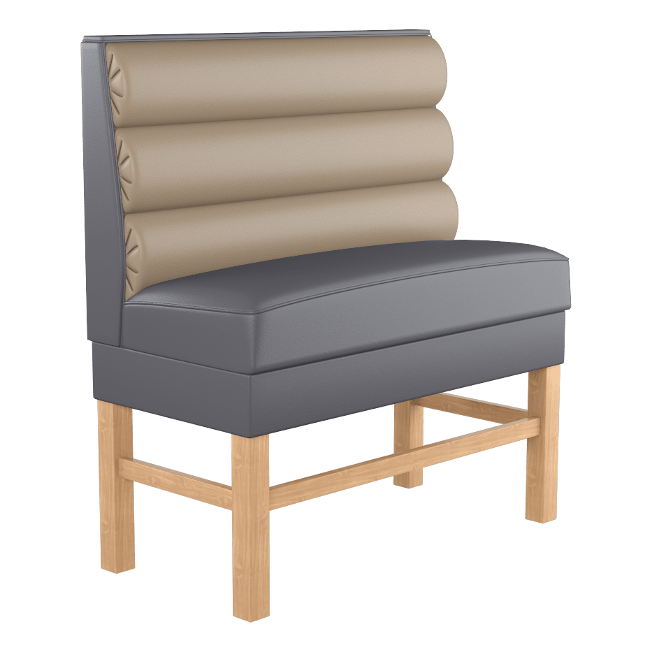 Horizontal 3 Channel Back Restaurant Booth with Extended Wood Legs - Bar Height19f90802ad54298900