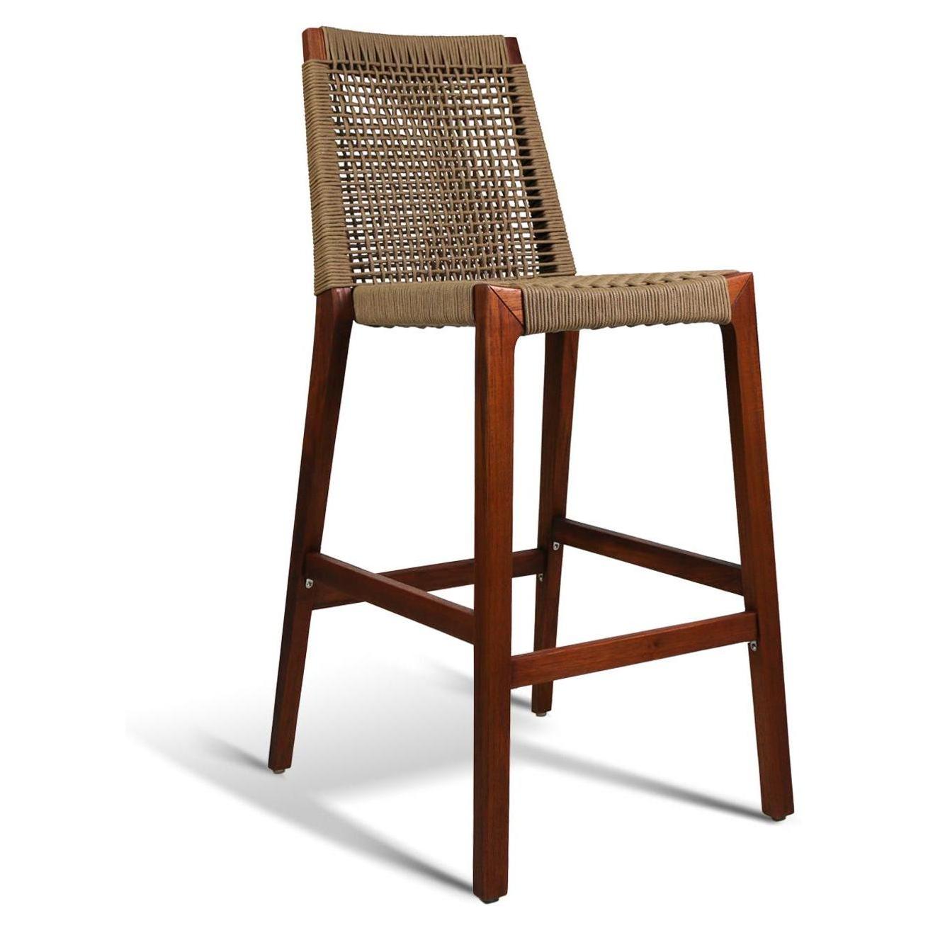 Lure Teak Poly Weave Outdoor Bar Stools