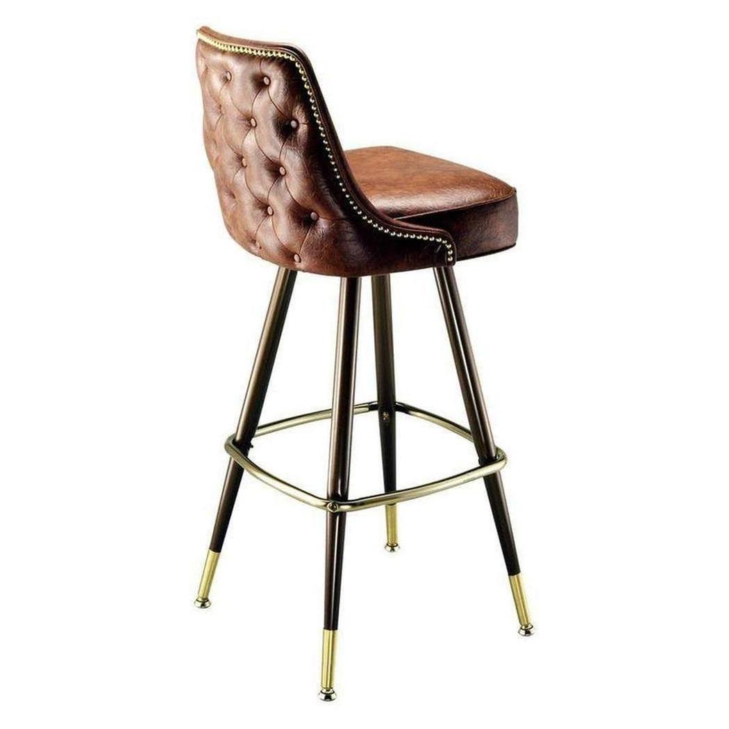 Nail Head Tufted Bar Stool with Metal Legs