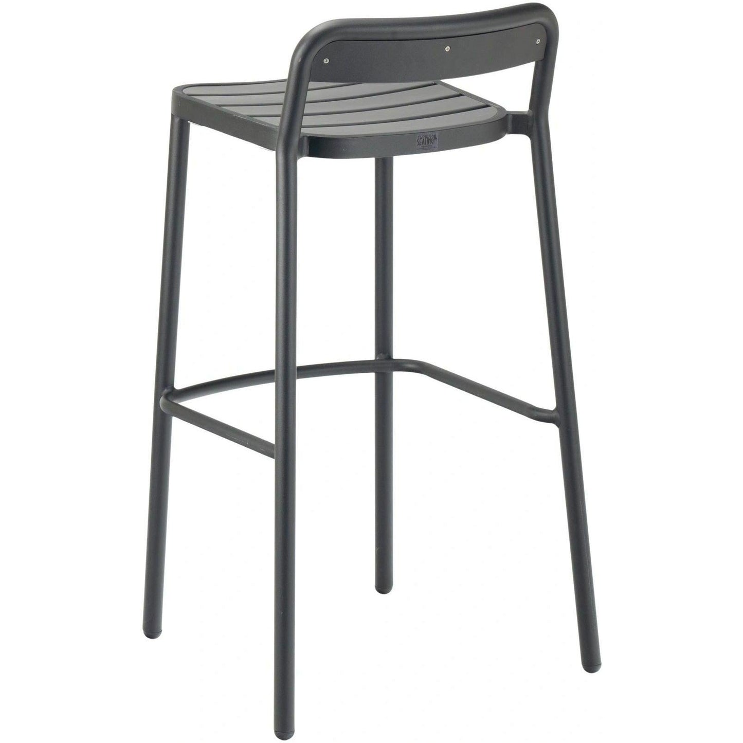 Oval Outdoor Teak Bar Stool with Low Back and Metal Frame