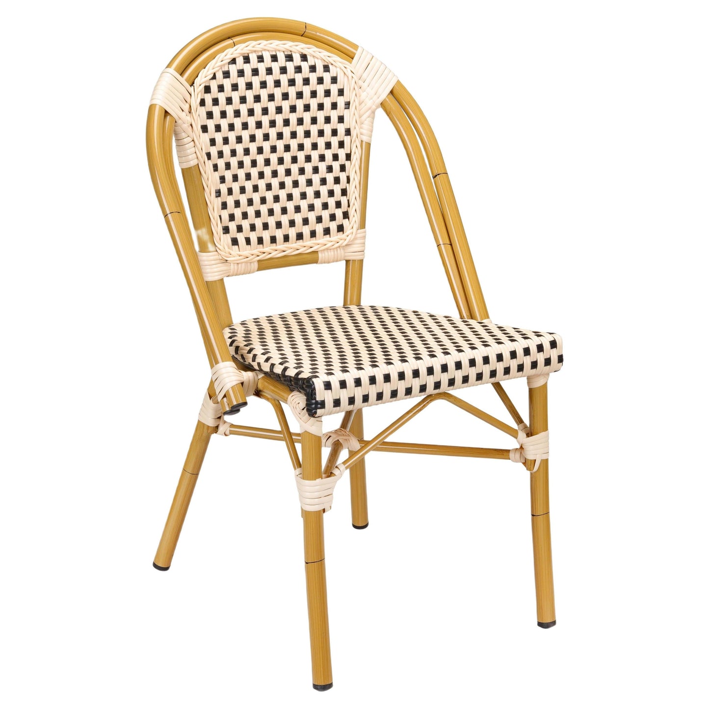 Aluminum Bamboo Patio Side Chair with Black and Cream Rattan19b8f7501c719a9afd
