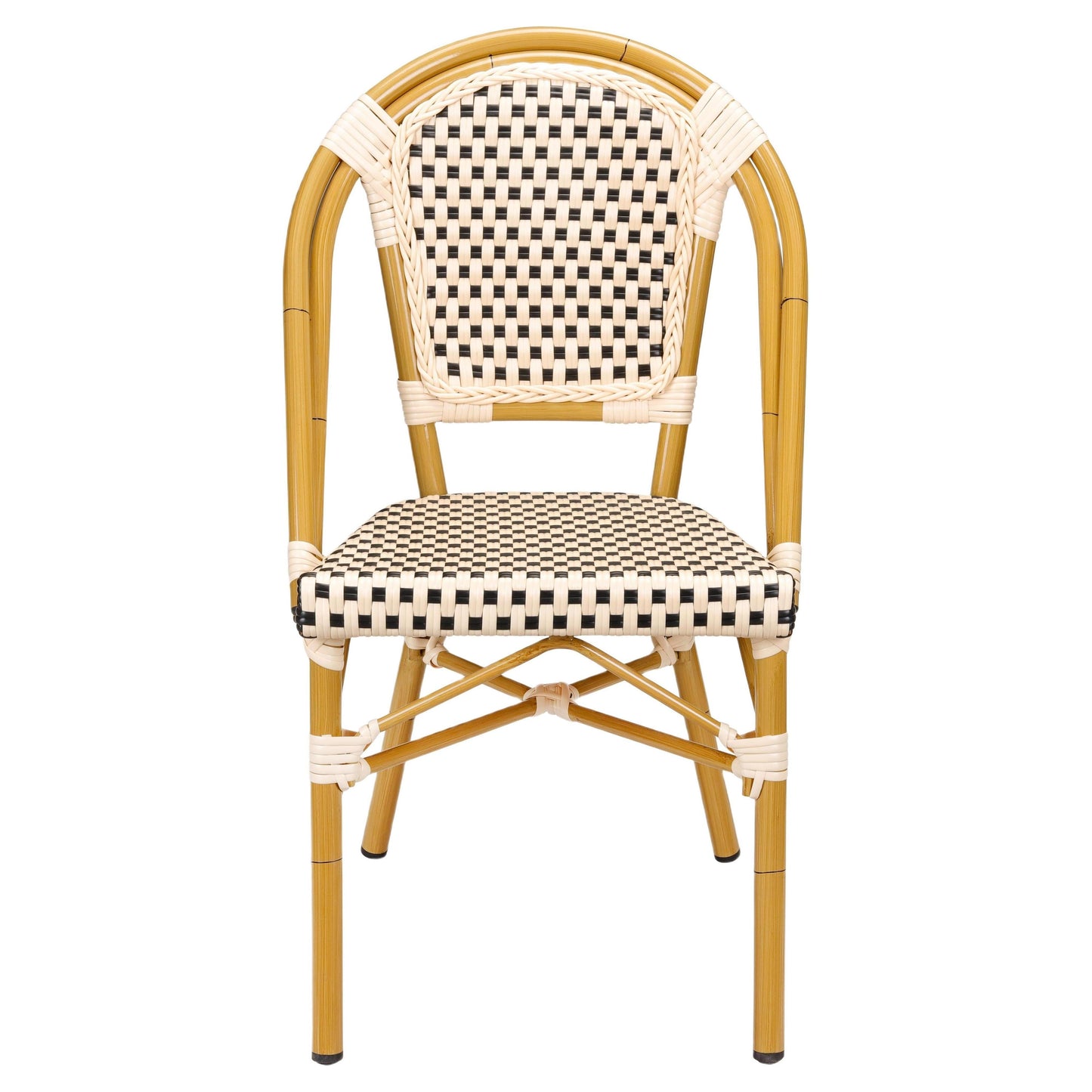 Aluminum Bamboo Patio Side Chair with Black and Cream Rattan19b8f7501c718b3f51