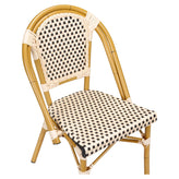 Aluminum Bamboo Patio Side Chair with Black and Cream Rattan19b8f7501c71d6ccef