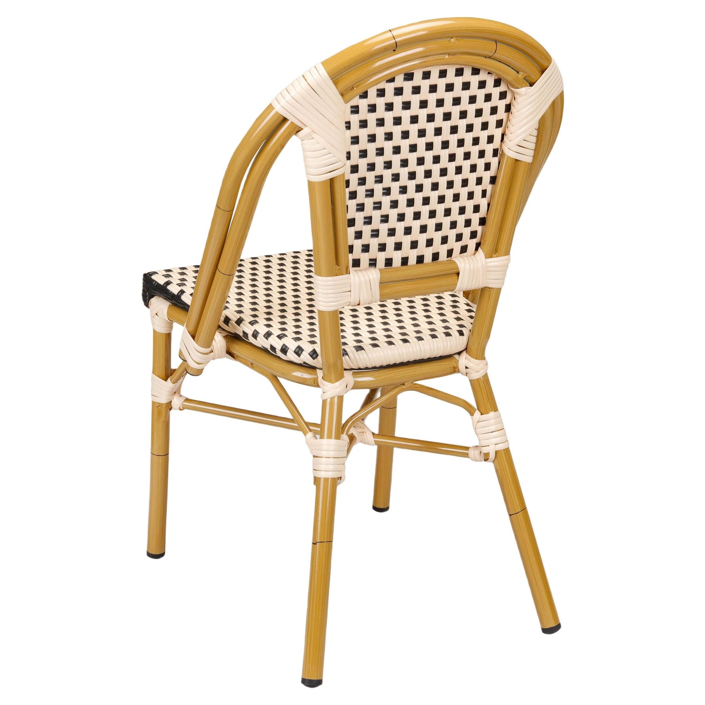 Aluminum Bamboo Patio Side Chair with Black and Cream Rattan19b8f7501c75f0e41