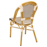 Aluminum Bamboo Patio Side Chair with Black and Cream Rattan19b8f7501c75f0e41