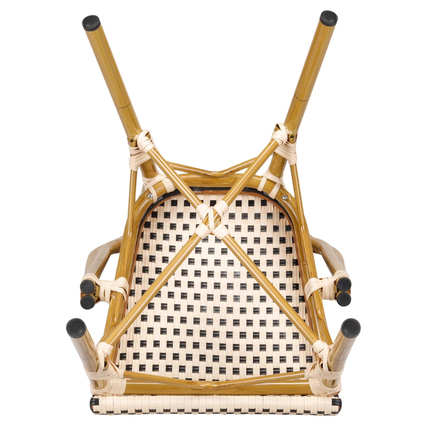 Aluminum Bamboo Patio Side Chair with Black and Cream Rattan19b8f7501c715bc20c