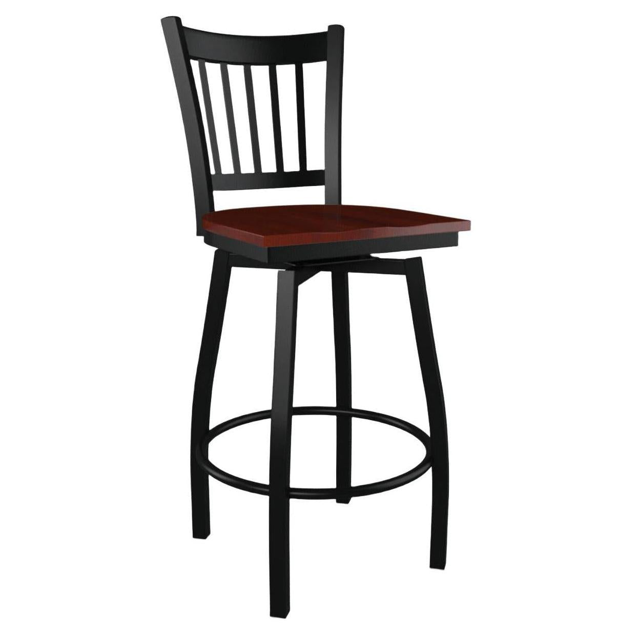 Premium Vertical Slat Swivel Bar Stool