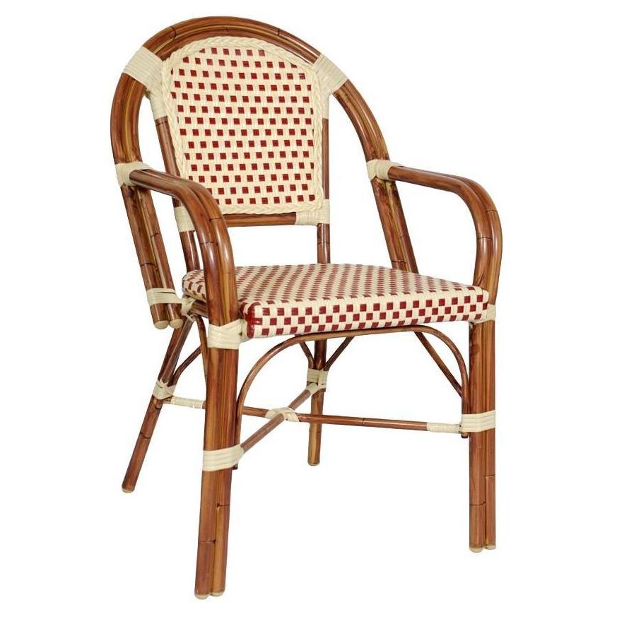 Aluminum Bamboo Cane Arm Chair with Cream and Red Rattan19b8f7ba0631b0d653
