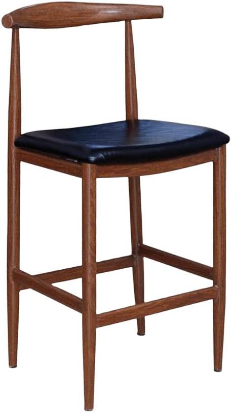 Nara Wood Grain Elbow Metal Bar Stool in Walnut Finish19b9fc26194517234a