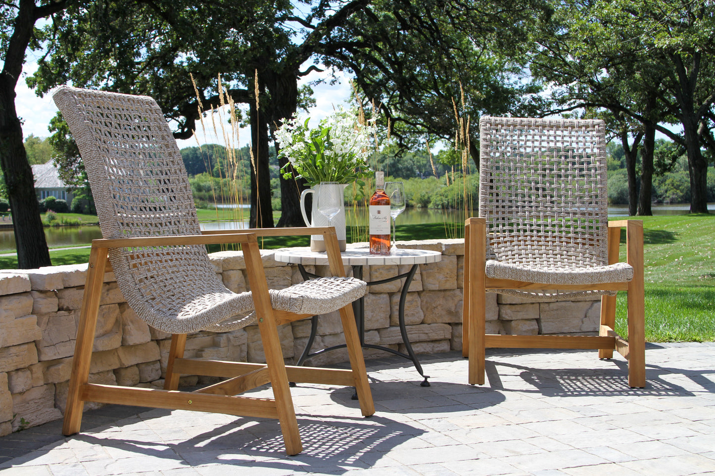 Teak and Nautical Outdoor Rope Lounger