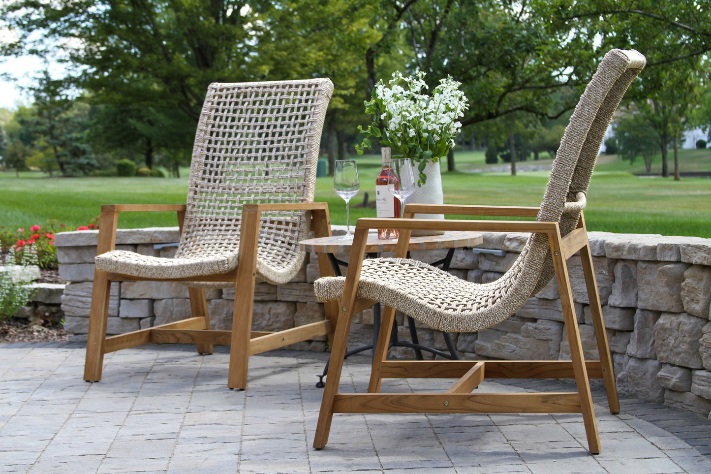 Teak and Nautical Outdoor Rope Lounger