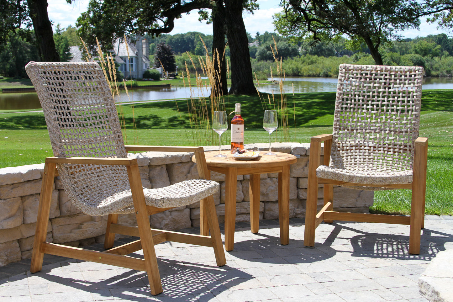 Teak and Nautical Outdoor Rope Lounger