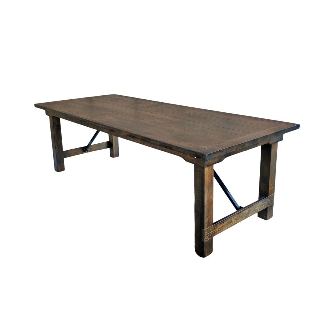 Rustic Solid Pine Folding Straight Leg Farm Table