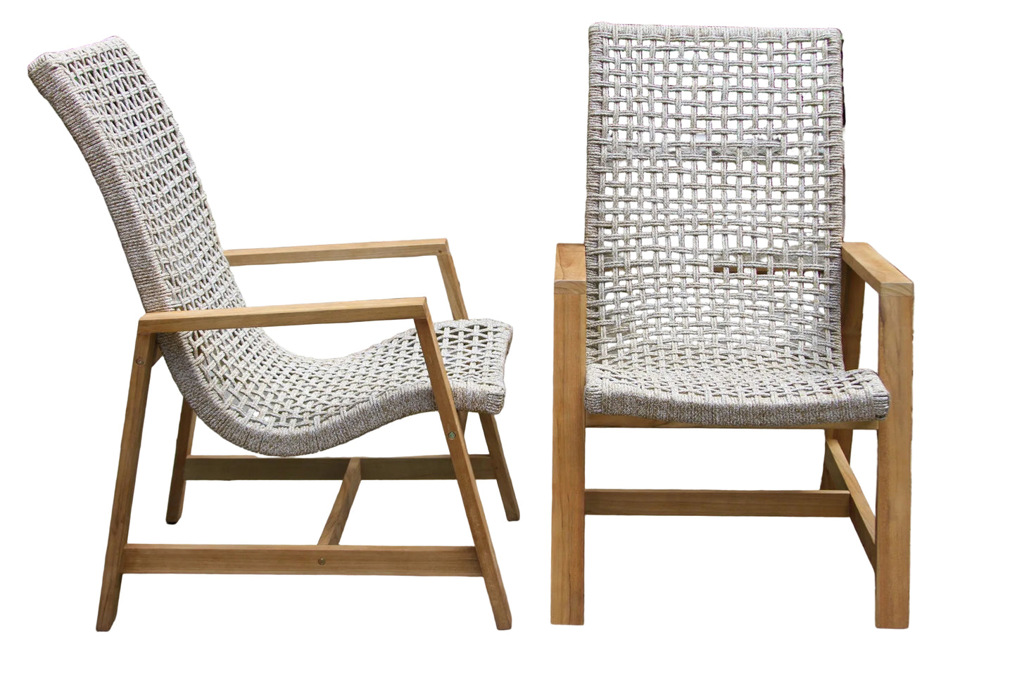 Teak and Nautical Outdoor Rope Lounger