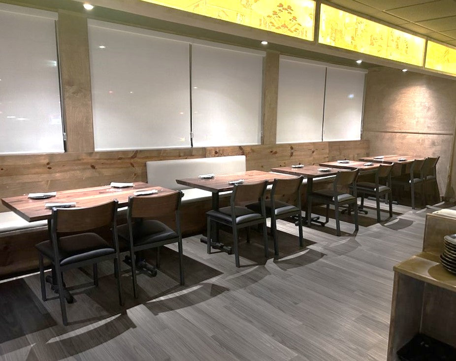 Slant Back Contemporary Metal Upholstered Dining Chair