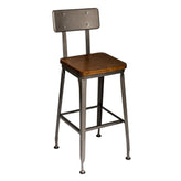 industrial seating octane bar stools wood seat metal back