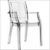 arthur polycarbonate modern dining chair transparent amber isp053 tamb
