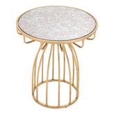 silo side table mirror gold