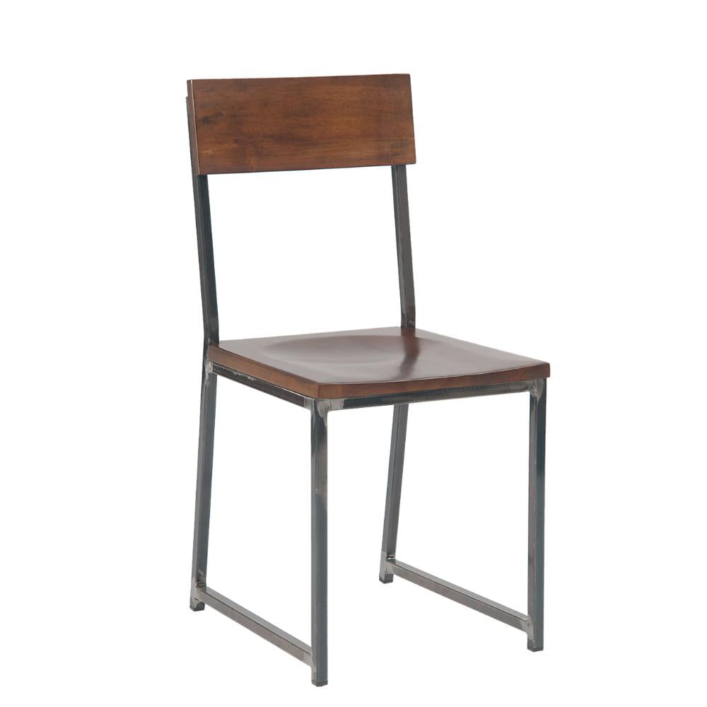 steel chair with rubber wood back and seat walnut