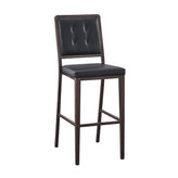 Metal Barstool in Walnut Finish and Black Vinyl Seat and Back